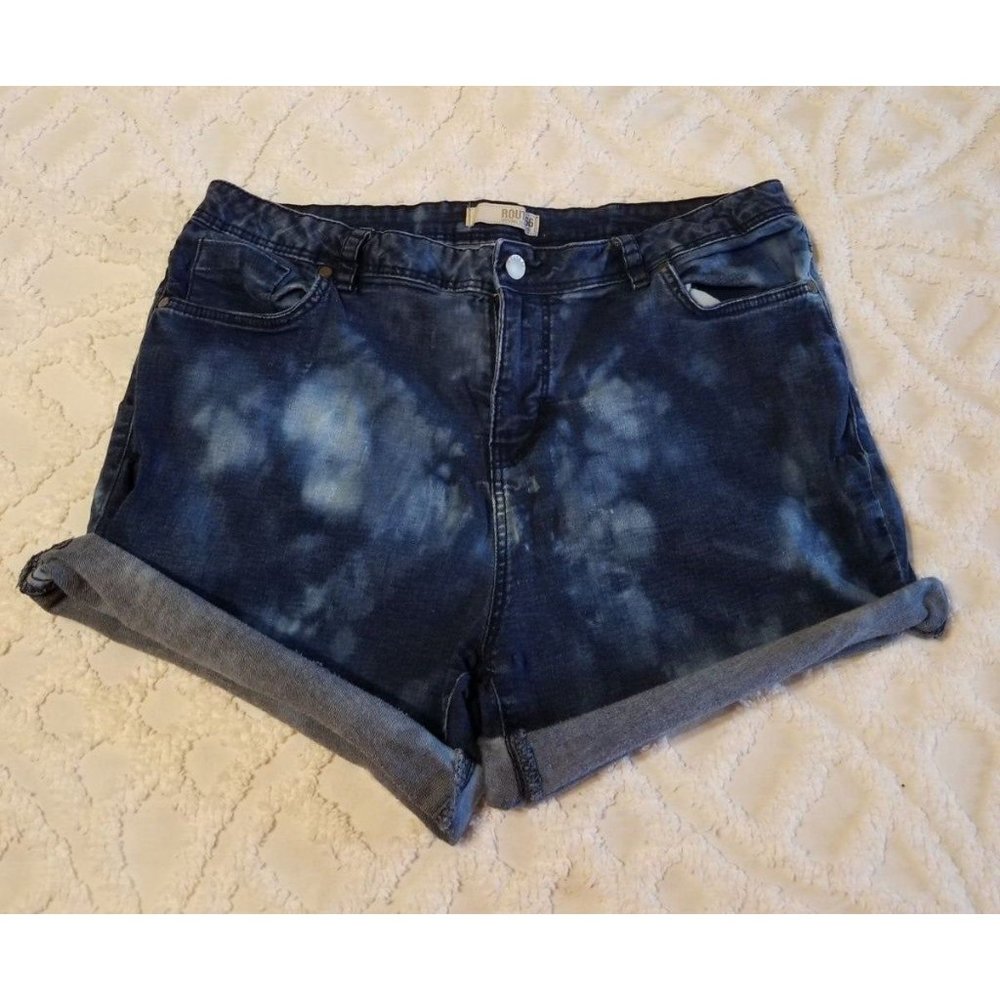 Custom‎ Reverse Tie-Dye Denim Cut offs shorts Route 66 Sz 32